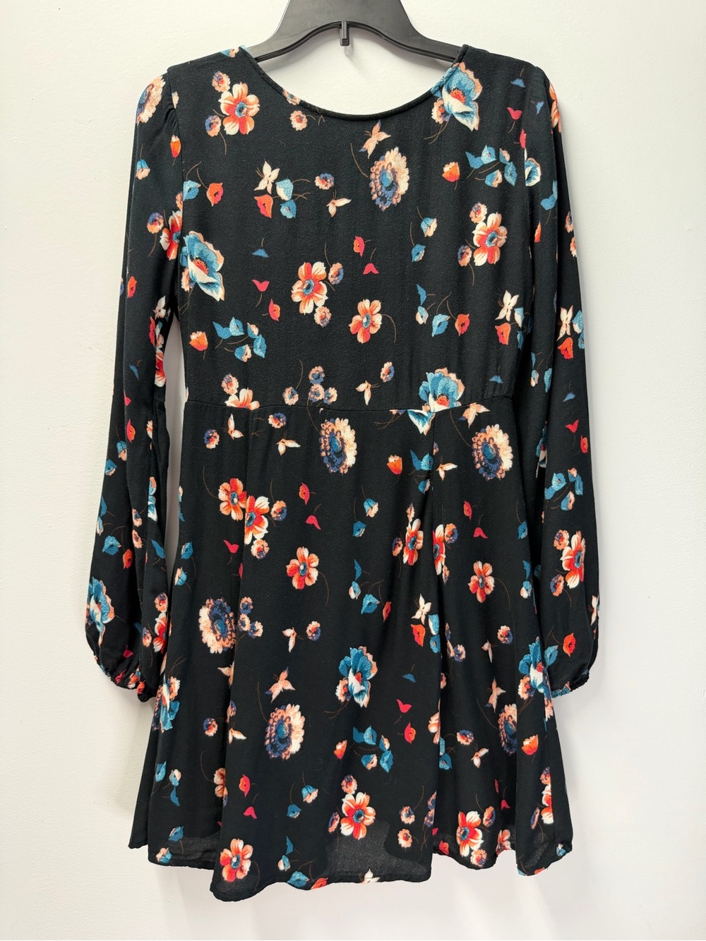 Hollister Black Mini Dress with Red and Blue Flower Accents Size Medium - Picture 2 of 7